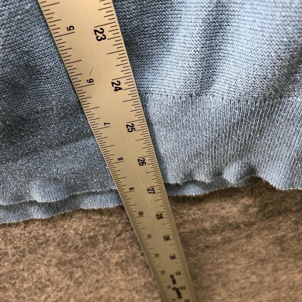 J. Crew Cotton Crewneck Sweater Mens XL Garter Stitch Blue‎ Pullover